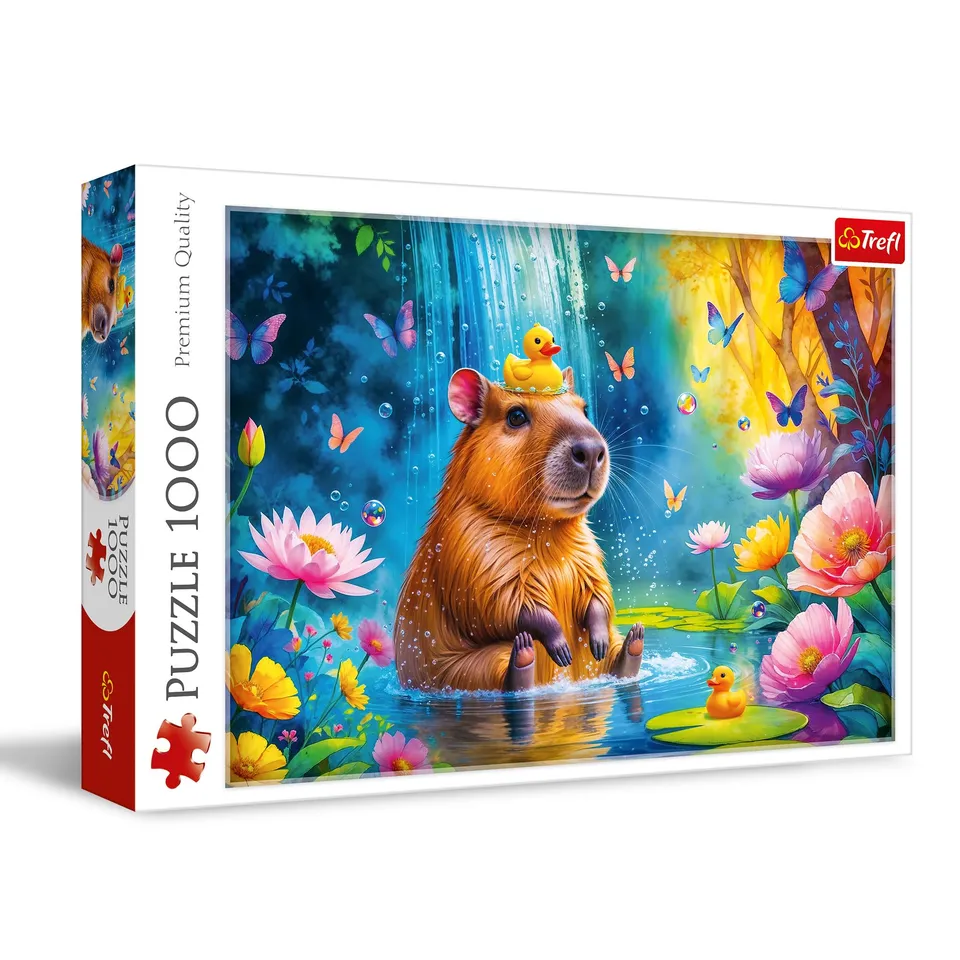 trefl-red-capybara-puzzle-1000-pi-ces-cascade-canard image 1