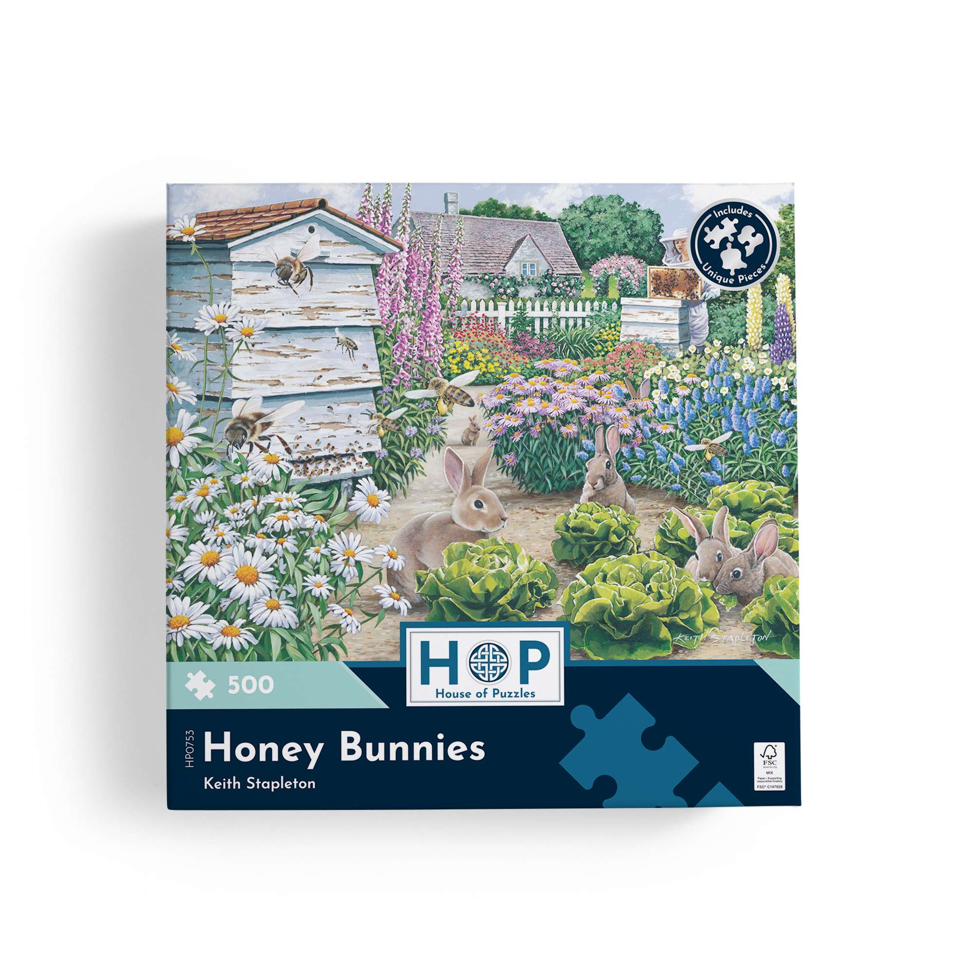 house-of-puzzles-honey-bunnies-puzzle-500-pi-ces-lapins-jardin image 4