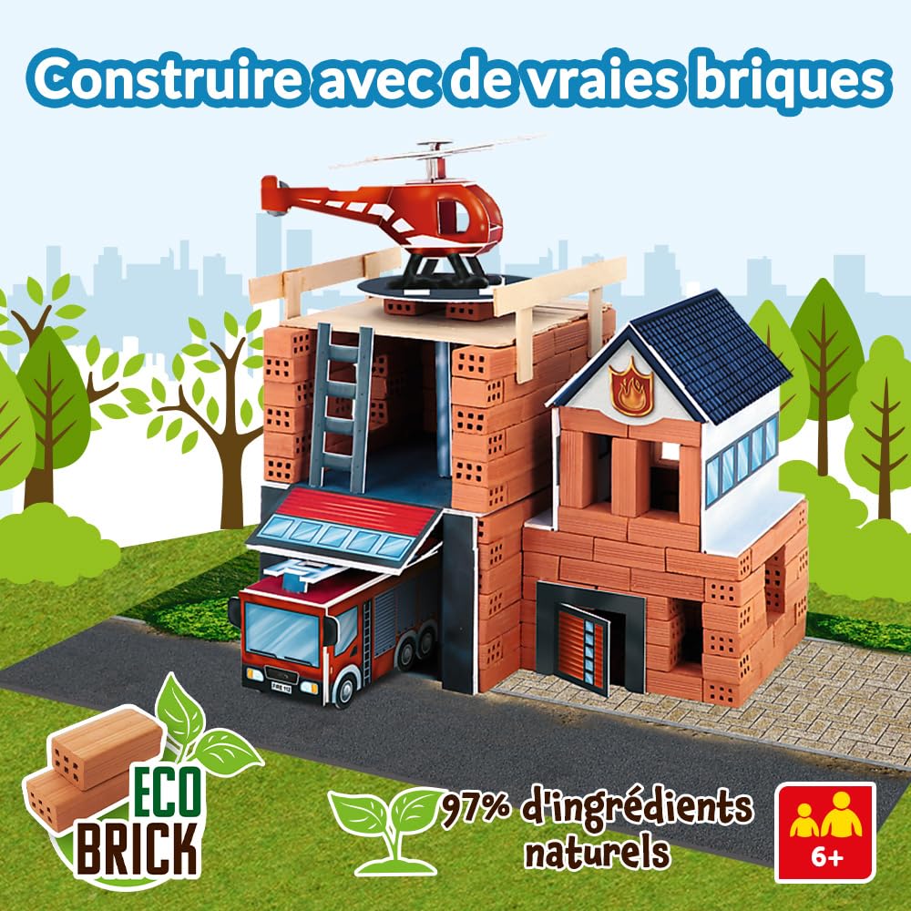 trefl-red-brick-trick-caserne-pompiers-kit-190-briques-6-ans image 2