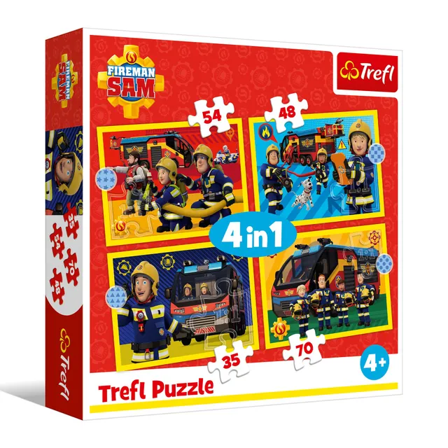 trefl-red-sam-le-pompier-puzzle-4-en-1-enfant-4-ans image 1