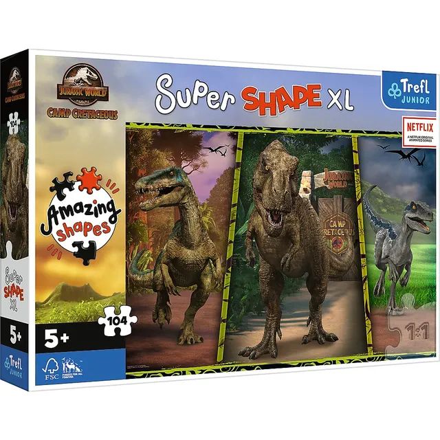 trefl-junior-super-shape-104-puzzle-enfant-dinosaures-jurassic-xl image 1