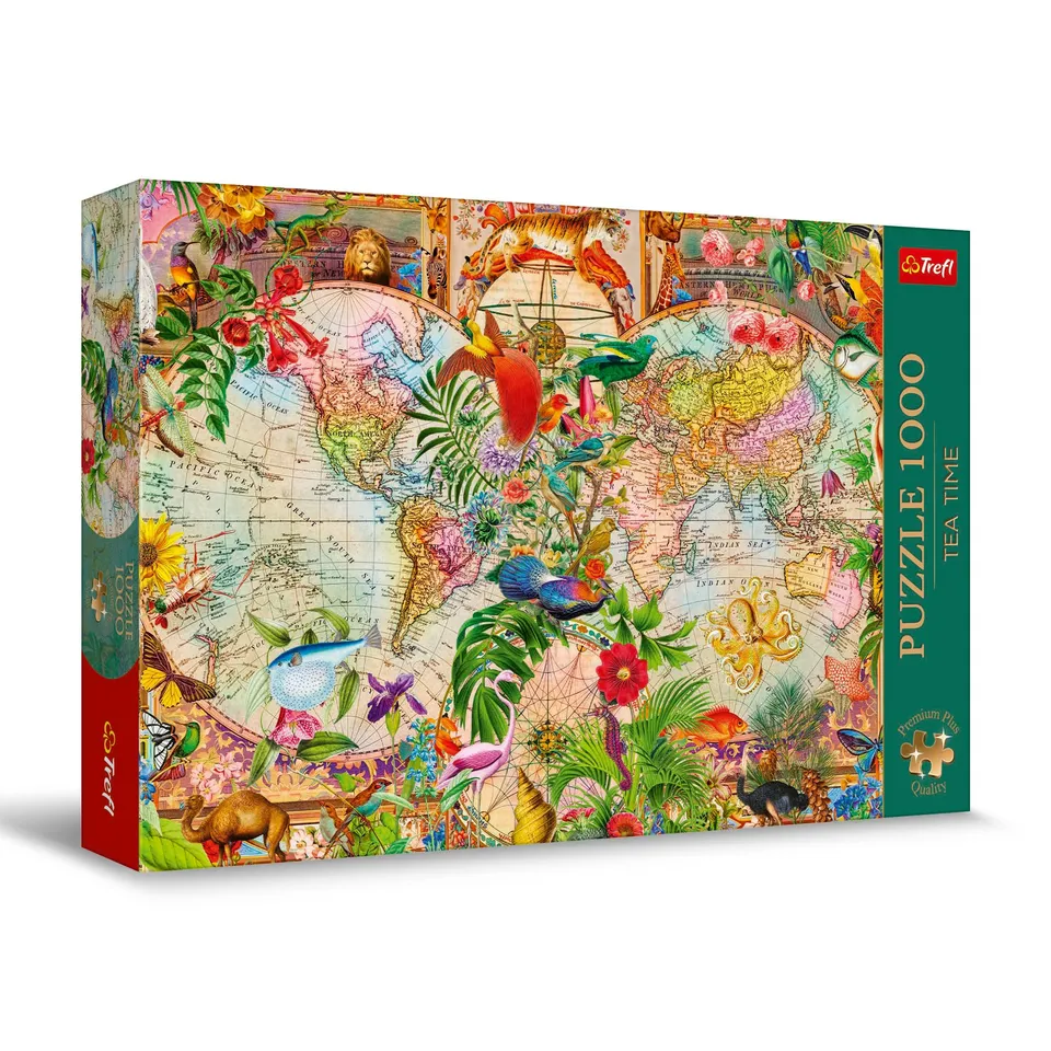 trefl-premium-plus-tea-time-carte-du-monde-puzzle-1000-pi-ces image 1