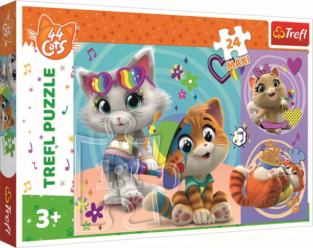 trefl-44-cats-24-maxi-puzzle-24-pi-ces-chats-heureux-3-ans image 1