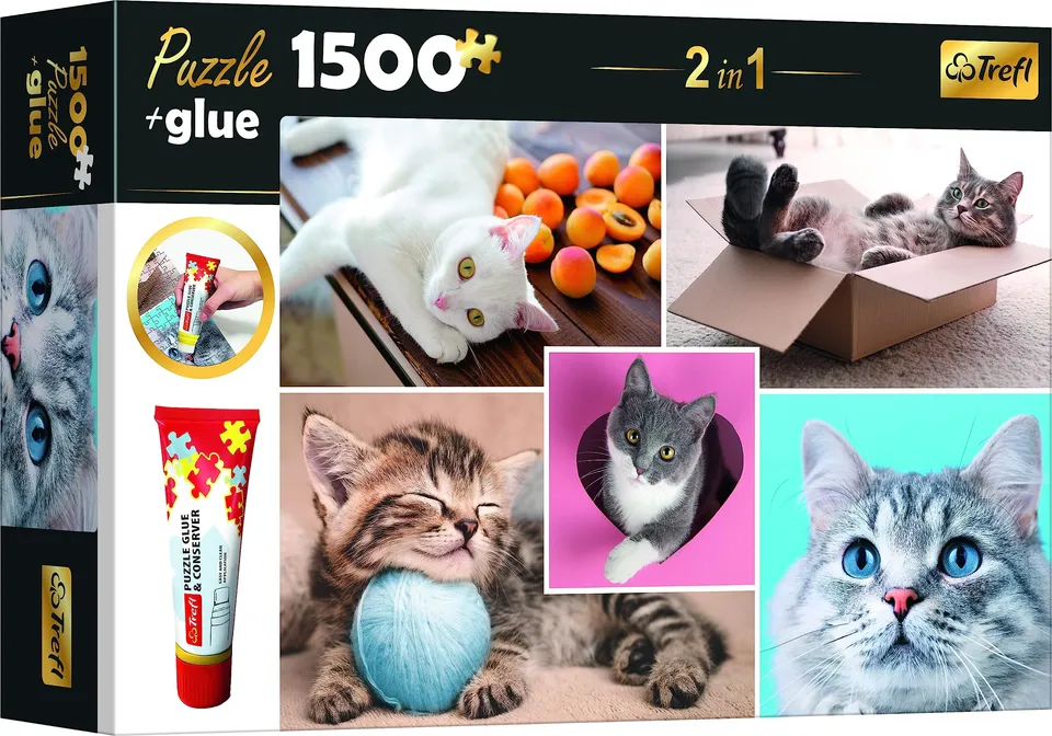 trefl-26180-beaux-chats-set-puzzle-colle-2-en-1 image 1