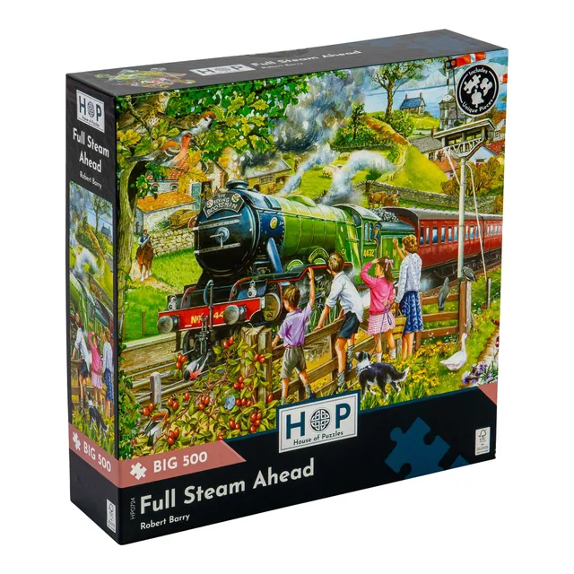 house-of-puzzles-big-500-puzzle-500-pi-ces-full-steam-ahead-train image 1