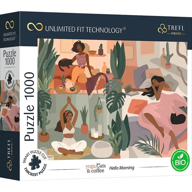 trefl-prime-hello-morning-puzzle-1000-pi-ces-yoga-chats image 1