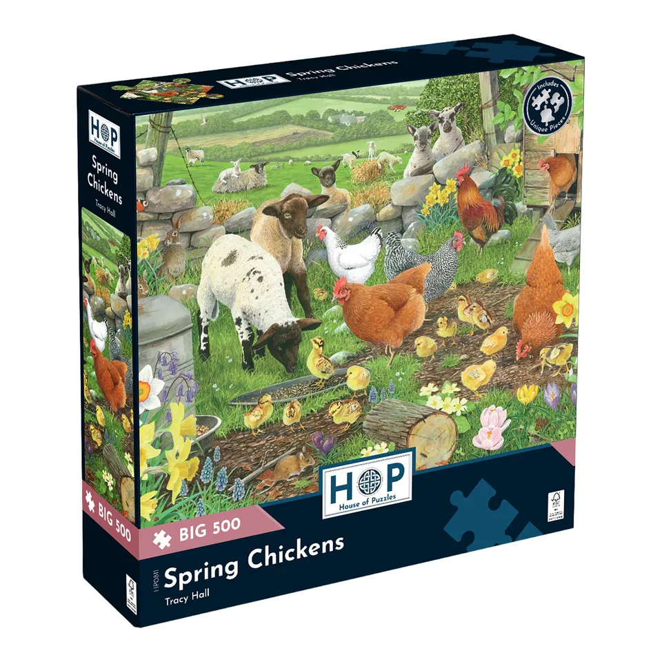 house-of-puzzles-spring-chickens-big-500-puzzle-ferme-500 image 1