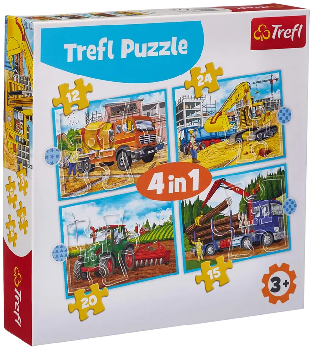 trefl-red-engins-de-chantier-puzzle-4-jeux-12-24-pi-ces image 1