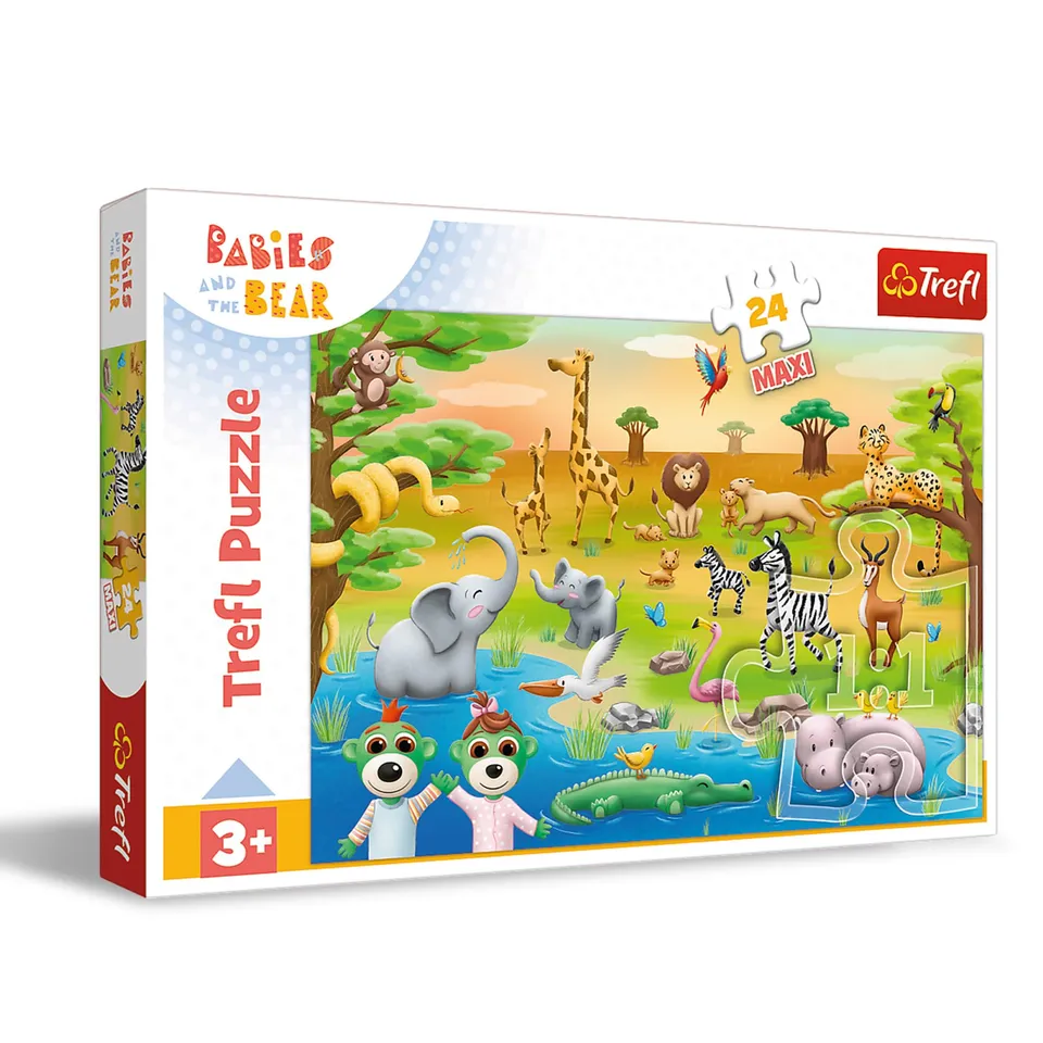 trefl-red-babies-and-the-bear-safari-puzzle-24-pi-ces-maxi-3-ans image 1