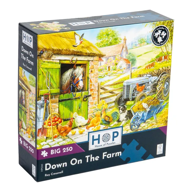 house-of-puzzles-down-on-the-farm-big-250-puzzle-250-pi-ces-ferme image 1