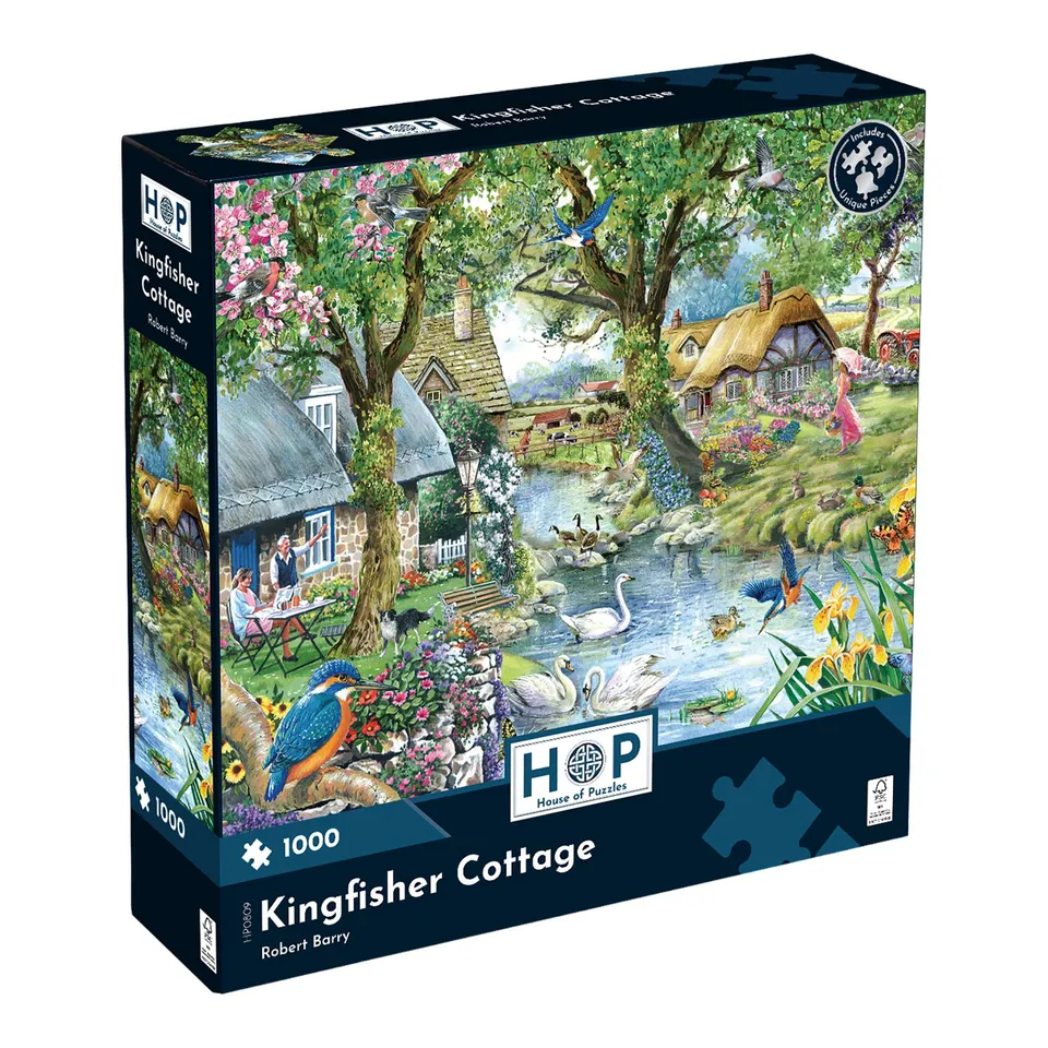 house-of-puzzles-kingfisher-cottage-puzzle-1000-pi-ces-oiseaux image 1