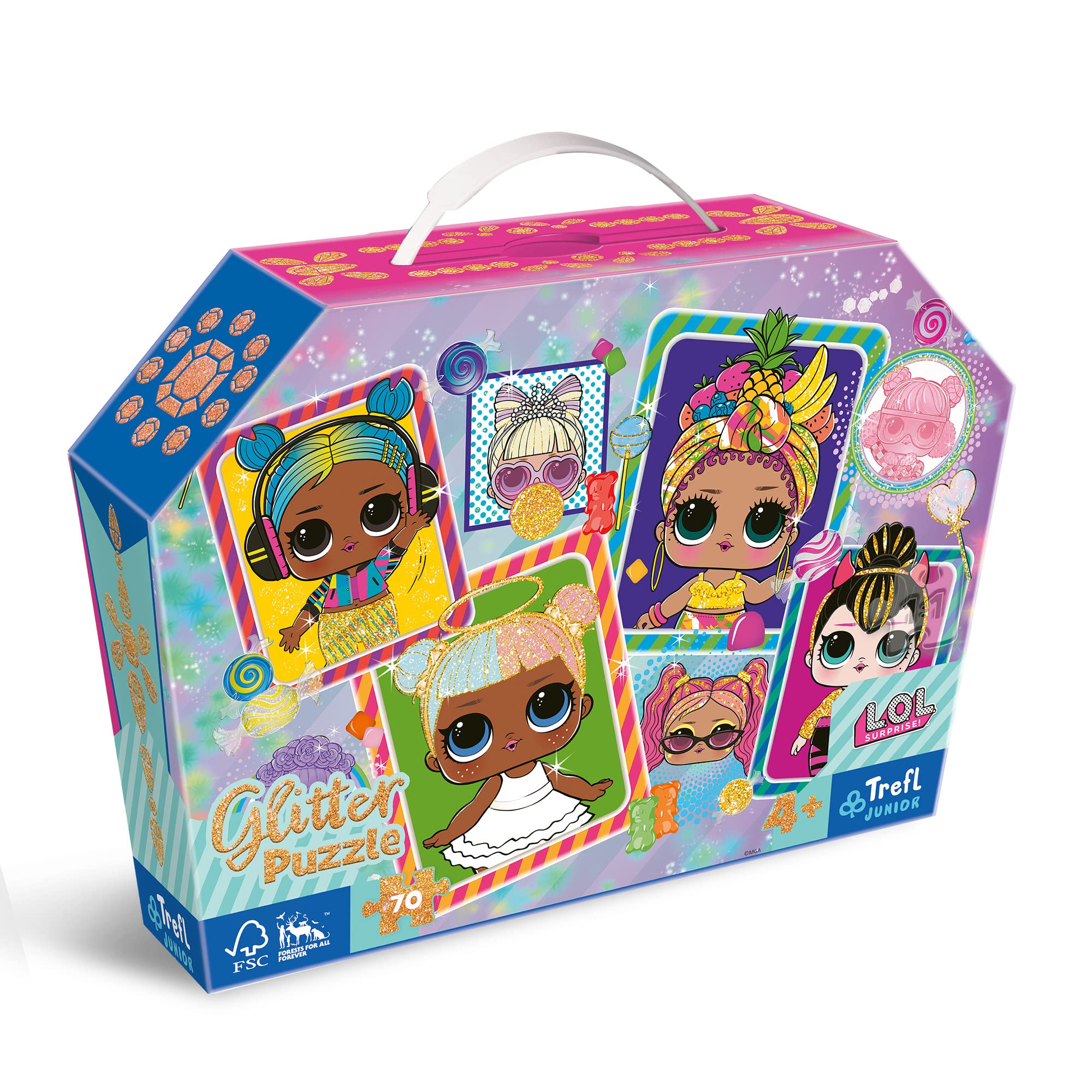 trefl-junior-glitter-70-puzzle-enfant-princesses-disney-paillettes image 1