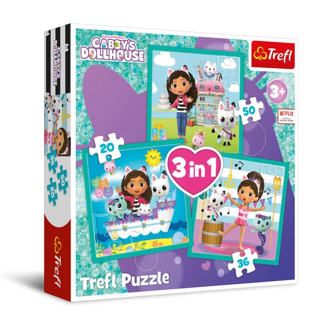 trefl-red-puzzle-3en1-gabby-dollhouse-20-50-pieces image 1