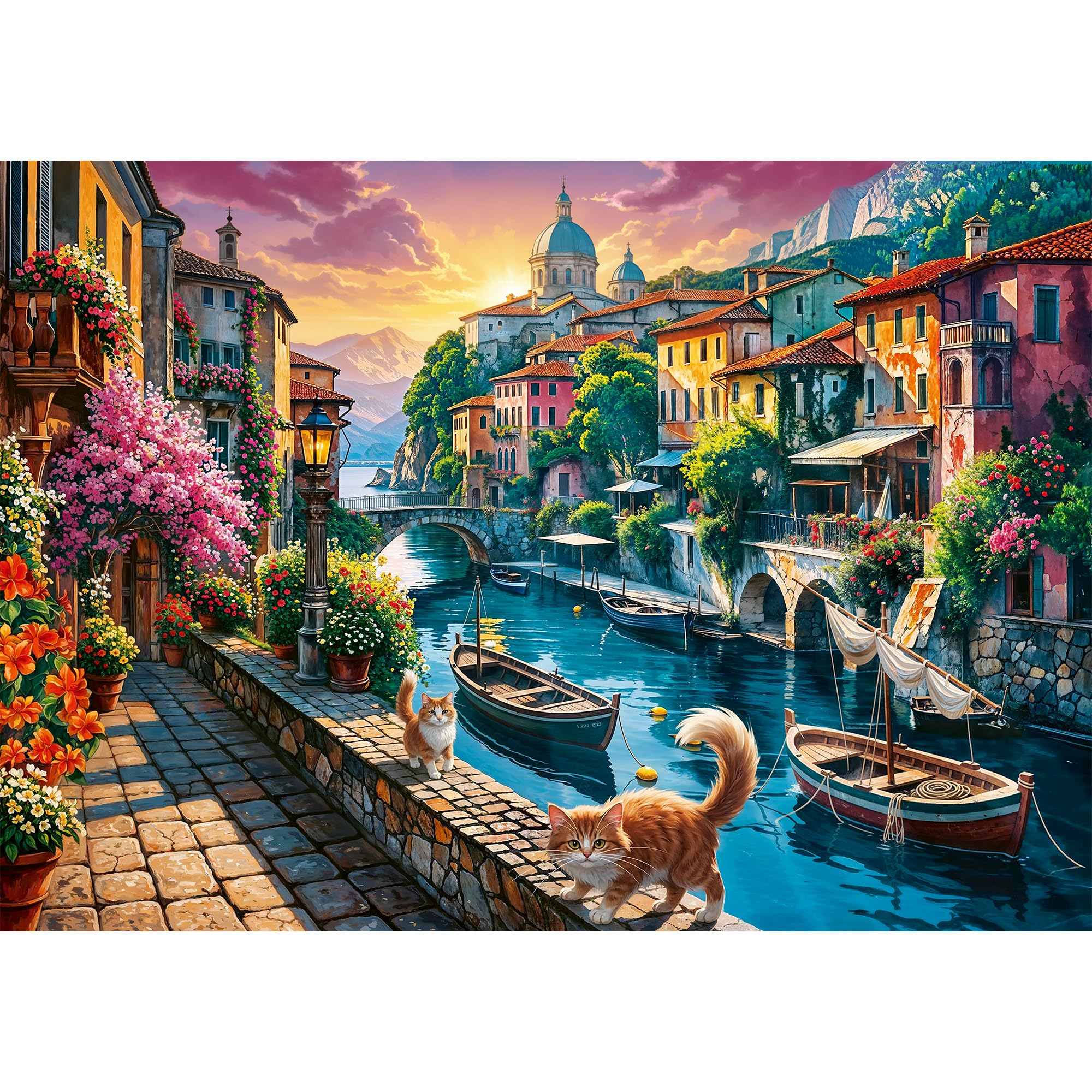 trefl-red-vacances-en-italie-puzzle-1000-pi-ces-rue-canal-chats image 2