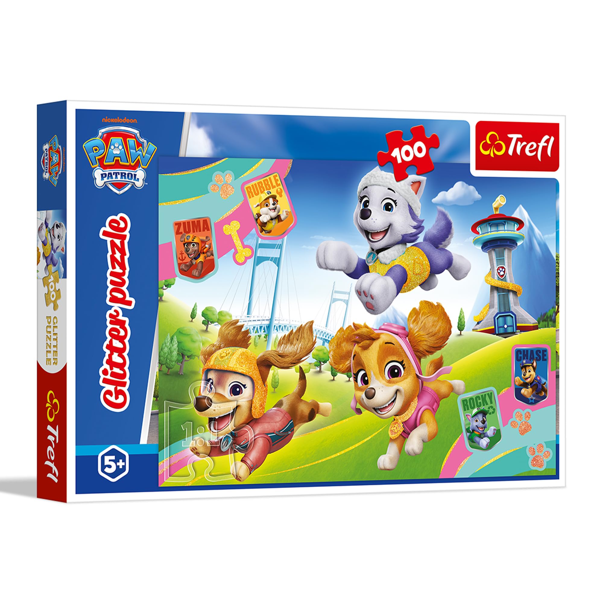 trefl-red-pat-patrouille-sparkling-dogs-puzzle-paillet-100-pi-ces image 1