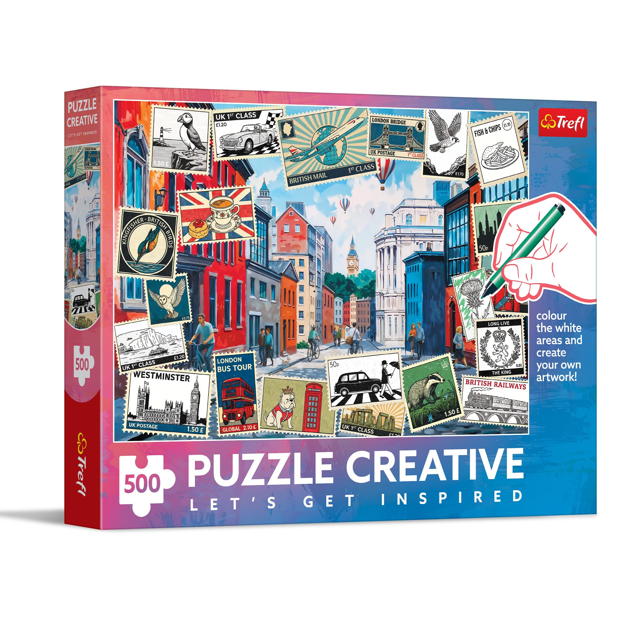 trefl-red-salutations-de-londres-puzzle-500-pi-ces-colorier image 1