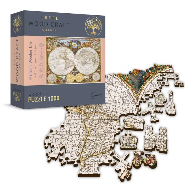 trefl-wood-craft-carte-du-monde-ancienne-puzzle-bois-1000-pi-ces image 1