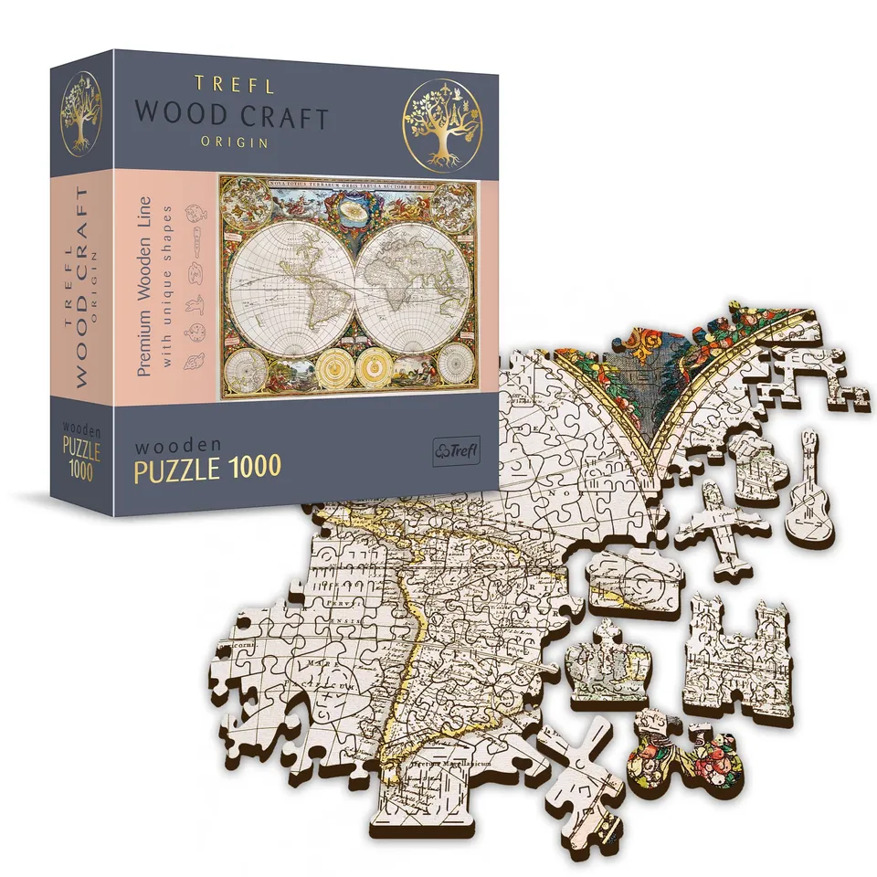trefl-wood-craft-carte-du-monde-ancienne-puzzle-bois-1000-pi-ces image 1
