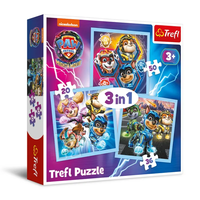 trefl-red-paw-patrol-mighty-movie-puzzle-3-en-1-20-50-pi-ces image 1