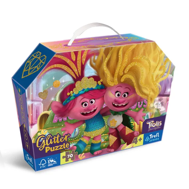 trefl-junior-trolls-band-together-puzzle-paillettes-70-pi-ces image 1