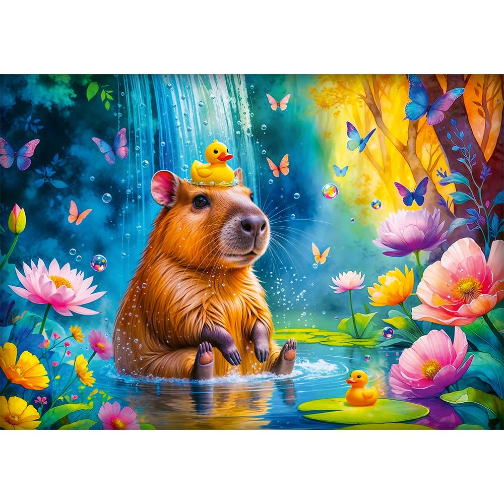 trefl-red-capybara-puzzle-1000-pi-ces-cascade-canard image 2
