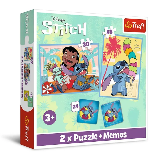 trefl-red-lilo-stitch-puzzle-enfant-3-en-1-30-48-pi-ces-m-mo image 1