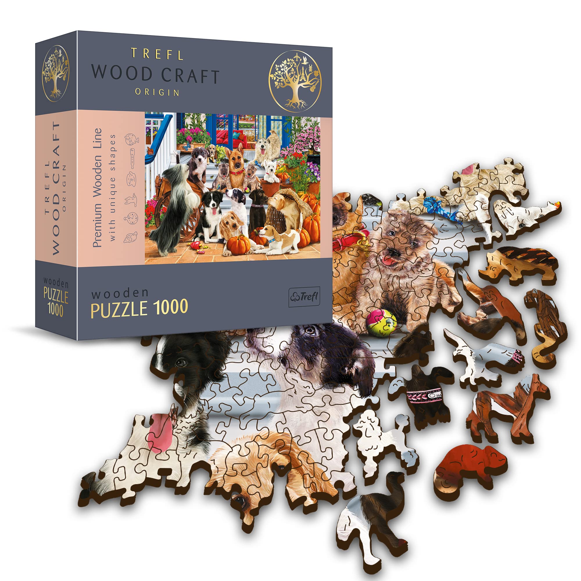 trefl-wood-craft-chiens-puzzle-bois-1000-pi-ces-amiti image 1