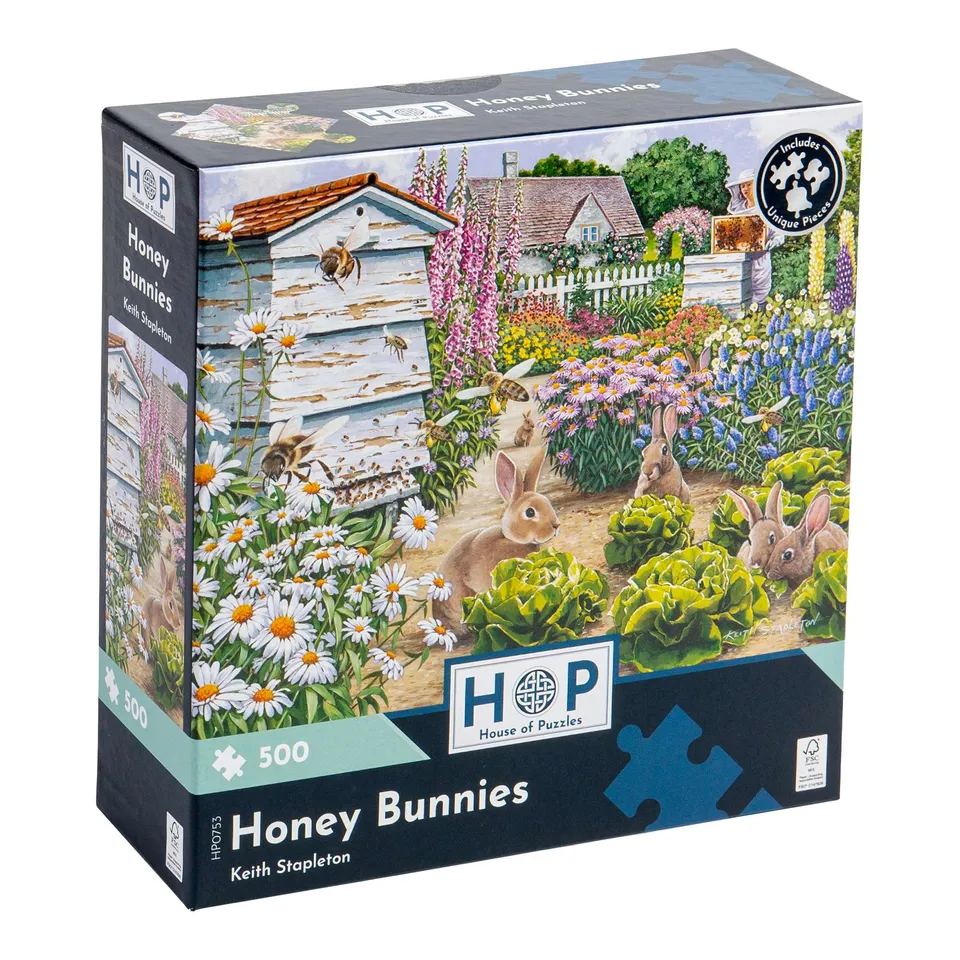 house-of-puzzles-honey-bunnies-puzzle-500-pi-ces-lapins-jardin image 1