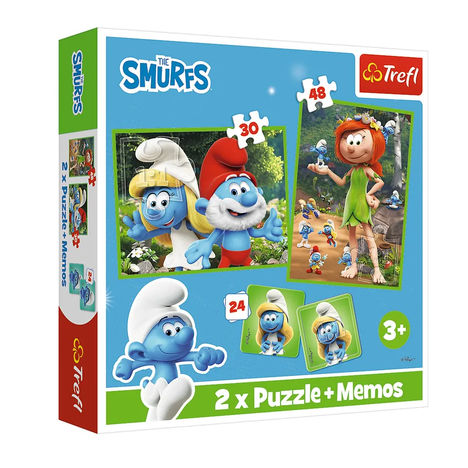 trefl-red-schtroumpfs-3-en-1-puzzle-30-48-pi-ces-memory image 1